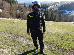jacket, helmet