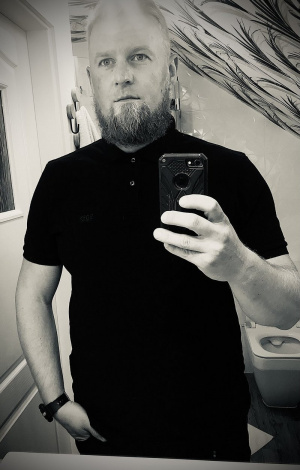 hand, beard, monochrome
