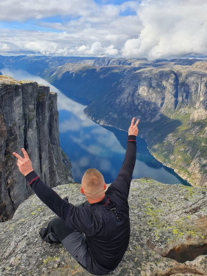 hand, rock, mountain