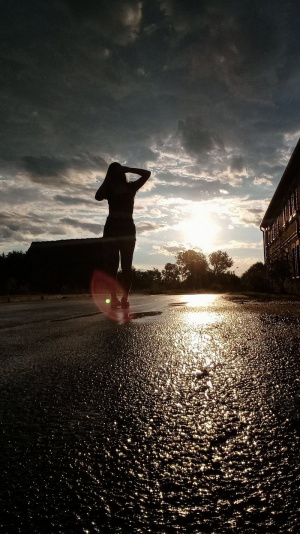 sky, standing, sunset