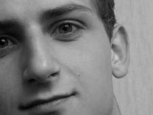 mouth, eyelash, skin, smile, ear, monochrome
