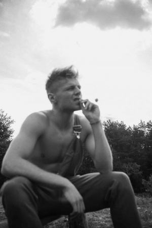 hand, sitting, muscle, monochrome