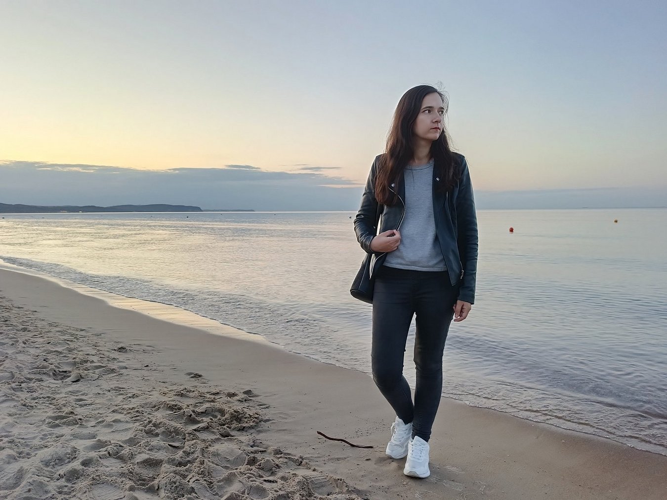 jacket, outerwear, fun, jeans, denim, sky, leisure, vacation, standing, beach