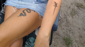 textile, jeans, denim, shorts, tattoo