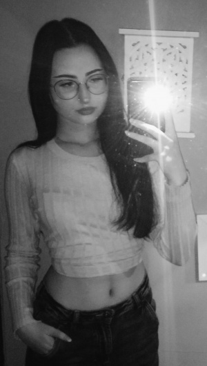 jeans, smile, glasses, standing, monochrome