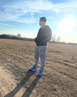 field, jeans, sky, standing, soil