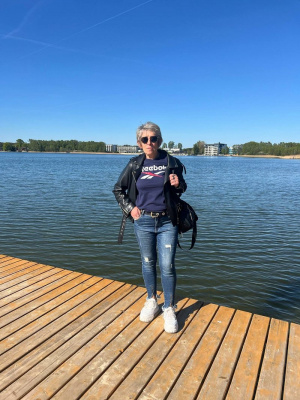 jeans, lake