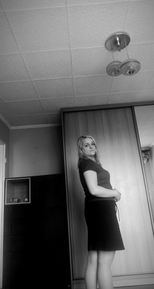 standing, monochrome, dress